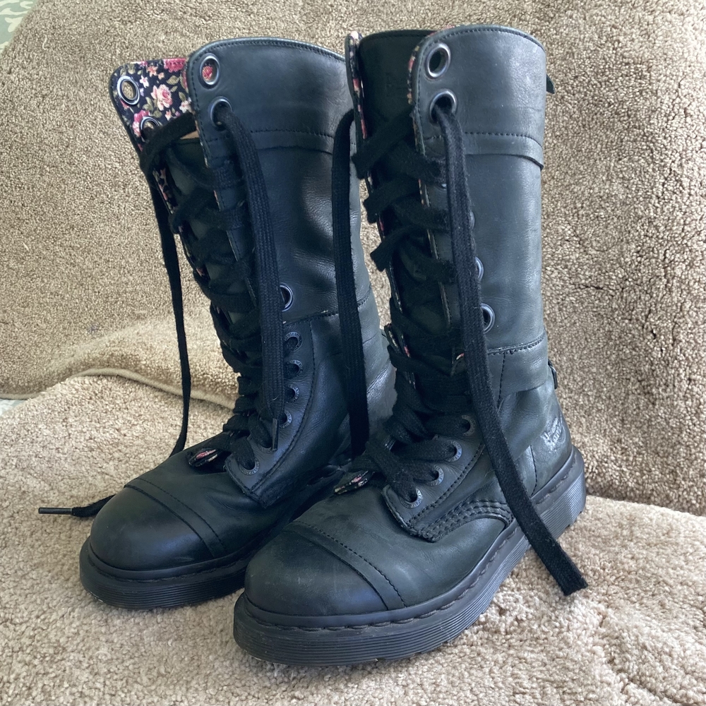 Dr. Marten Triumph Moto Boots with Full-Length Lacing